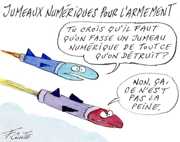 Dessin: Jumeaux numériques : ces défis à relever par les industriels de La Défense